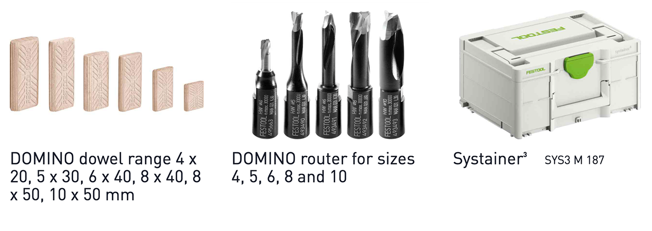 Festool DOMINO, beech range DS 4/5/6/8/10 1060 BU Includes